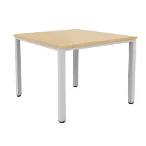 Image of Fraction Infinity Square Nova Oak Meeting Table With Silver Legs - 120 X 120