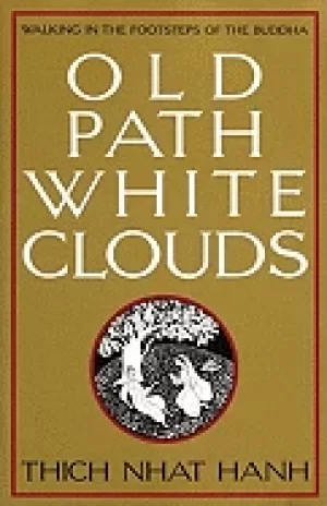 Image of old path white clouds walking in the footsteps of the buddha