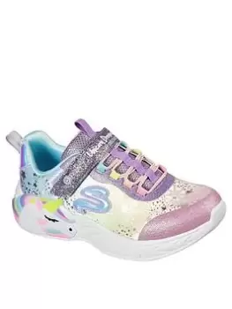 Skechers UNICORN DREAMS LIGHT UP GIRLS TRAINERS, Purple, Size 2 Older