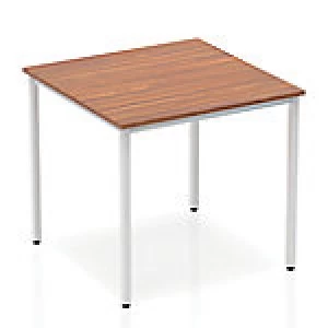 Image of Impulse Straight Table 800 Walnut Box Frame Leg Silver