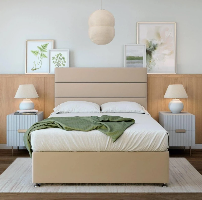 Image of Bedmaster Bedmaster Signature Platinum 2000 Pocket Sprung Plush Velvet 2 Drawer Divan Set in Natural Size: King Natural King Unisex 9507491926839