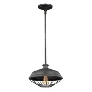 Image of 1 Bulb Ceiling Pendant Light Fitting Slated Grey Metal LED E27 60W Bulb
