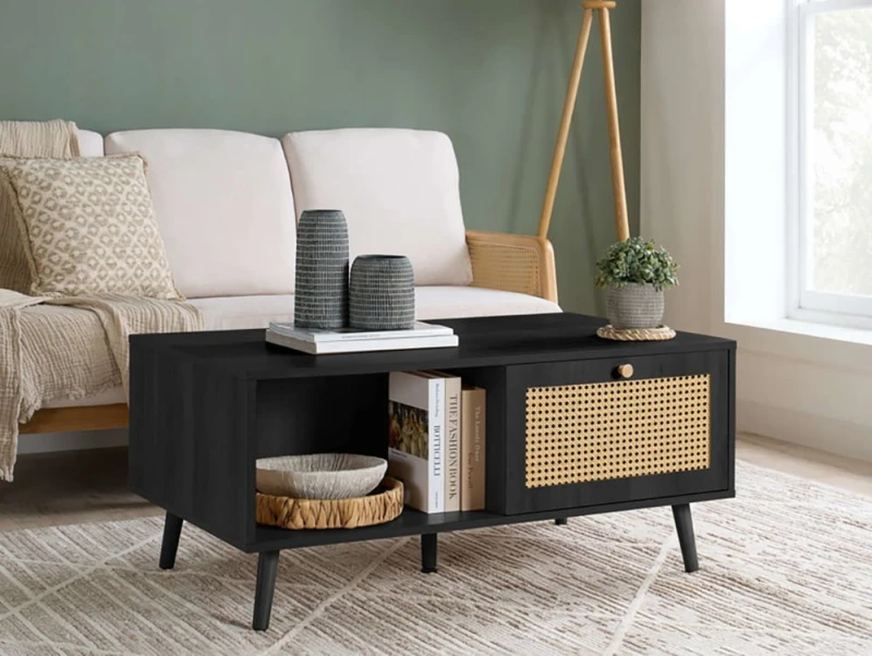 Image of Birlea Croxley Rattan and Black Coffee table