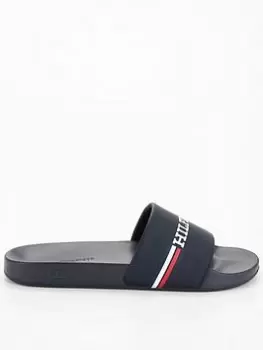 Image of Tommy Hilfiger Corporate Flag Pool Slide - Navy, Size 41, Men