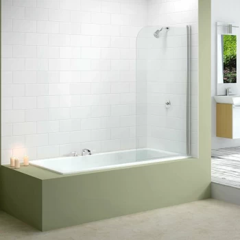 image of Merlyn - Mbox Round Top Hinged Bath Screen 1500mm H x 800mm W - 6mm Glass