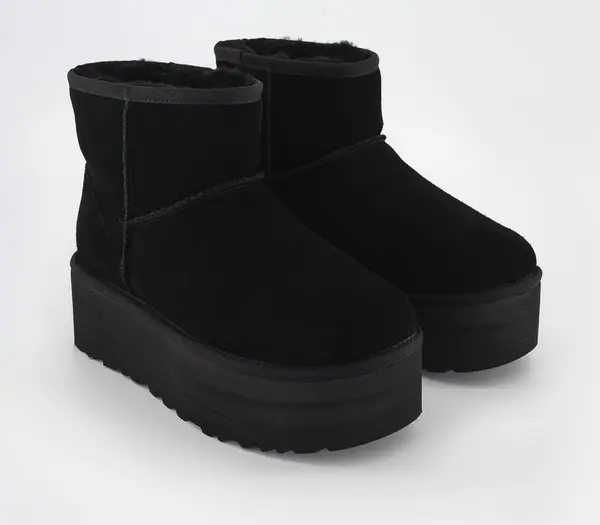 Image of UGG Womens Classic Mini Platform Boots Black, 6