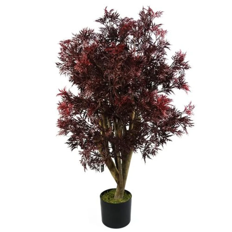 Image of Leaf Red Aralia Tree Artificial UV Resistant Outdoor 120cm - Realistic plant by Botanik Green