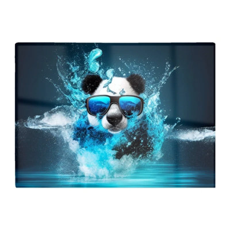 Image of Warren Reed Designer Panda With Glasses Splashart Water Glass Chopping Board