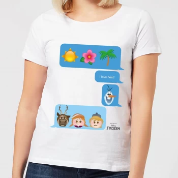 Image of Disney Frozen I Love Heat Emoji Womens T-Shirt - White