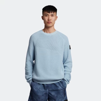 Image of Mens Casuals Mixed Rib Jumper - Opal Blue - S