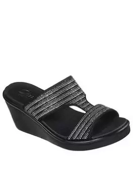 image of Skechers Rumble On Bling Gal Wedge Sandal - Black Multi, Black Multi, Size 6, Women