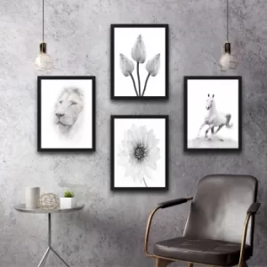 Image of White World Set Multicolor Decorative Framed Painting (4 Pieces)