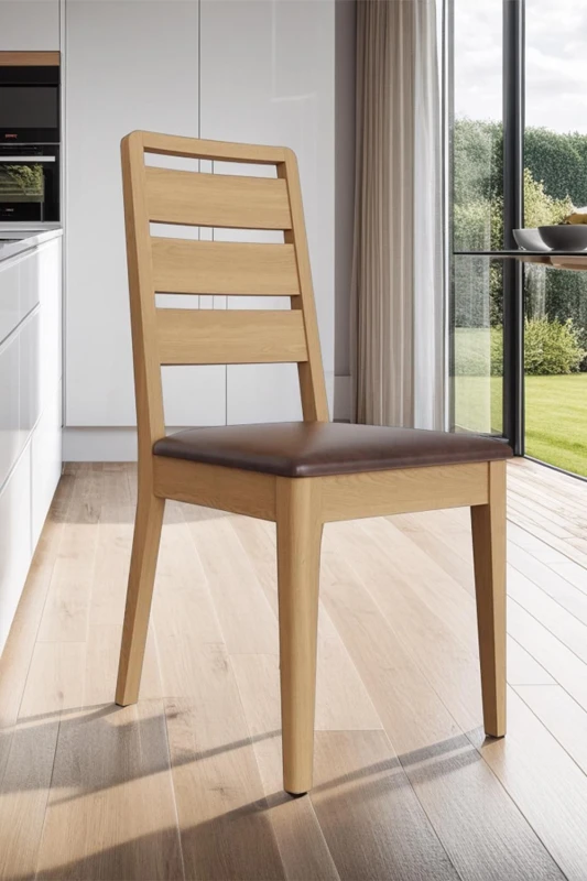 Image of FWStyle FWStyle Pair Of Solid Natural Oak Ladder Back Dining Chairs in Brown Brown One Size Unisex 5056413124791