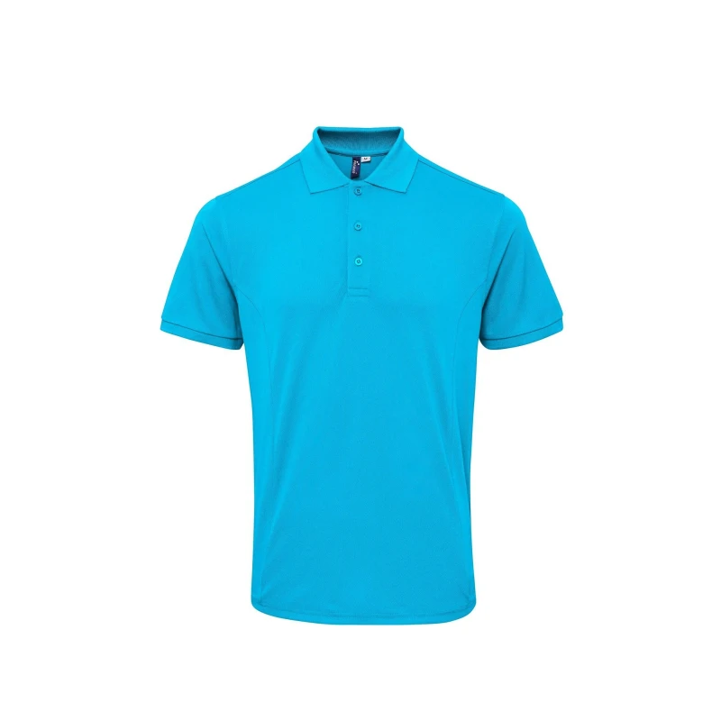 Image of Premier Premier Men Coolchecker Plus Pique Polo With CoolPlus in Turquoise Size: Small Turquoise S Male 5057819682205