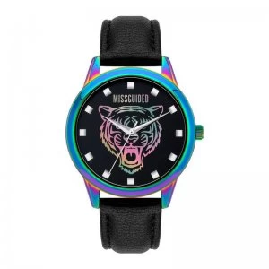 Missguided Iridescent Case Strap Watch with Tiger Dial