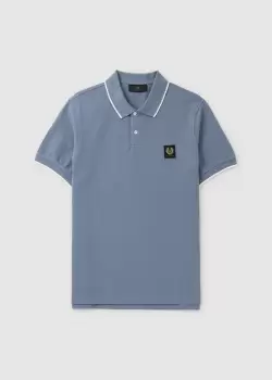 image of Belstaff Mens Logo Tipped Poloshirt In Blue Flint