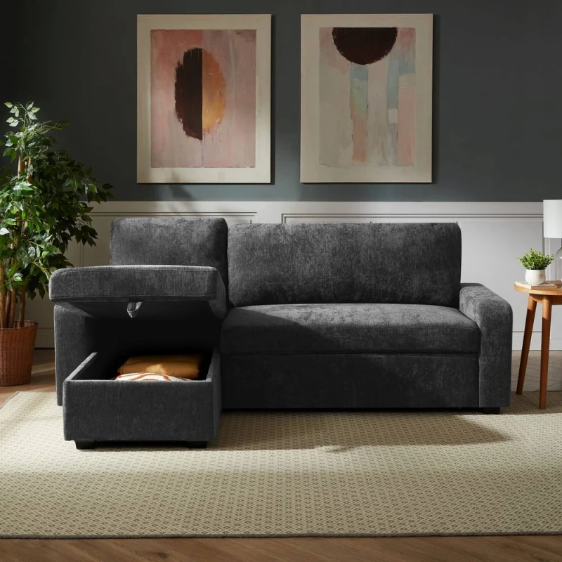 Image of Artemis Home Coeburn Reversible Corner Sofabed with Storage in Dark Grey Dark Grey Unisex