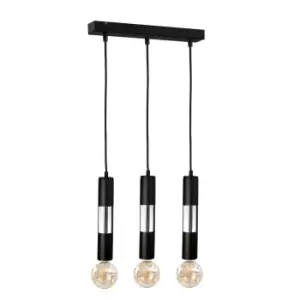 image of Magnum Bar Pendant Ceiling Light Black, Chrome, 50cm, 3x E27