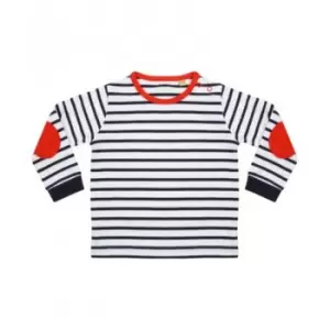 Image of Larkwood Baby Boys Striped Long Sleeve T-Shirt (0-6 Months) (Navy/White)