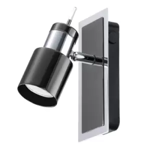Image of Wall Spot Light Colour Back Plate & Shade Nickel Black Bulb GU10 1x5W Included