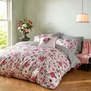 Image of Cath Kidston Tea Rose Duvet Set, Super King, Pink
