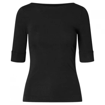 Image of Lauren by Ralph Lauren Judy Elbow Sleeve T Shirt - Polo Black