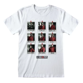 Image of La Casa De Papel - Polaroid Unisex Large T-Shirt - White