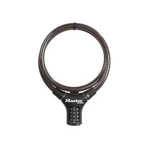 Image of Master Lock Black Steel Rigid Combination Cable 0.9m x 12mm