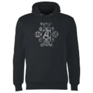 Image of Avengers Distressed Metal Icon Hoodie - Black