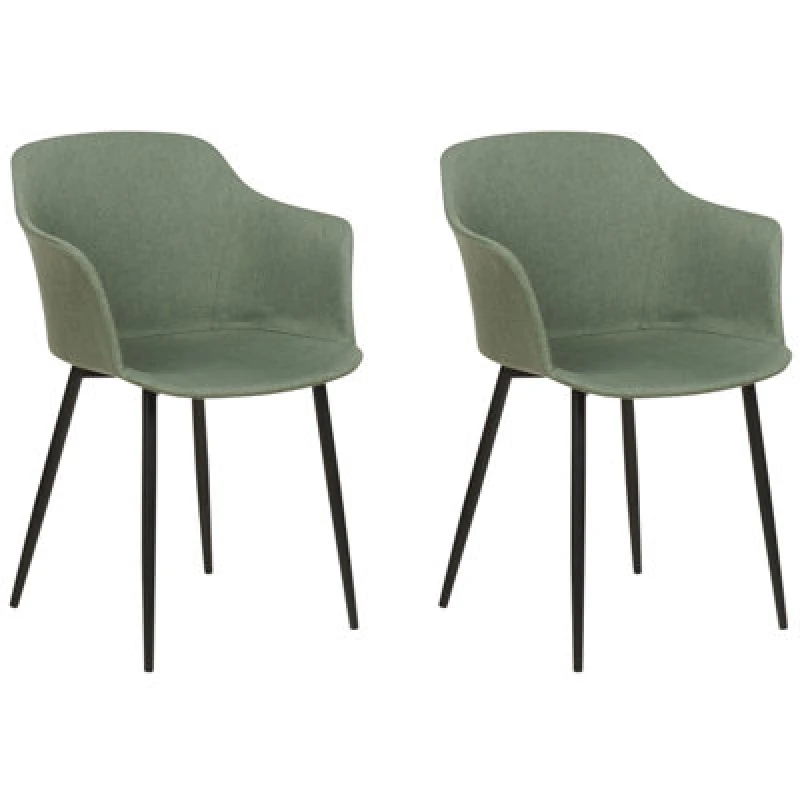 Image of Beliani Set Of 2 Dining Chairs Elim Dark Green