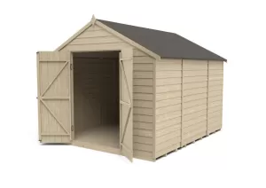 Image of Forest Garden 10 x 8ft Large Apex Overlap Pressure Treated Double Door Windowless Shed