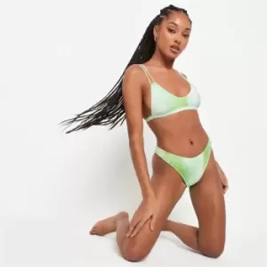 image of Missguided Ombre Crinkle Boomerang Bikini Bottoms - Green