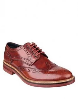 Image of Base London Base London Woburn Hi-shine Lace Up Brogue Shoe, Tan, Size 10, Men
