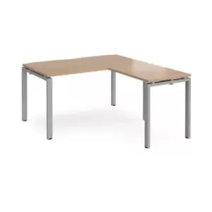 Image of Bench Desk Add On Return Desk 1400mm Beech Tops With Silver Frames Adapt