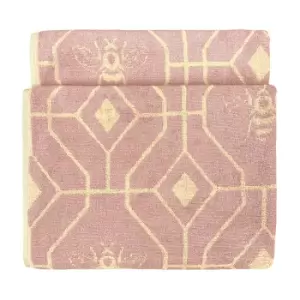 image of Bee Deco Geometric Jacquard Bath Towel Blush