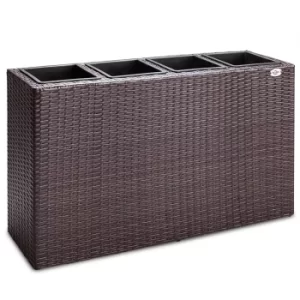 image of Poly Rattan Planter Brown 95x27x60cm