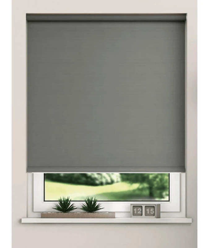 Image of New Edge Blinds Thermal Blackout Roller Blinds 175cm Drop x Width 170cm Slate Grey in Charcoal Size: 120cm width x 175cm drop Charcoal Unisex 120