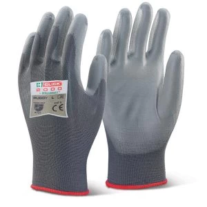 Image of Click2000 Pu Coated Gloves Grey XL Ref PUGGYXL Pack 100 Up to 3 Day