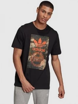 Image of Adidas Originals Camo Graphic T-Shirt - Black