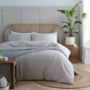 Image of Appletree Loft - Fresco 100% Cotton Reversible Duvet Cover Set, Natural, Double