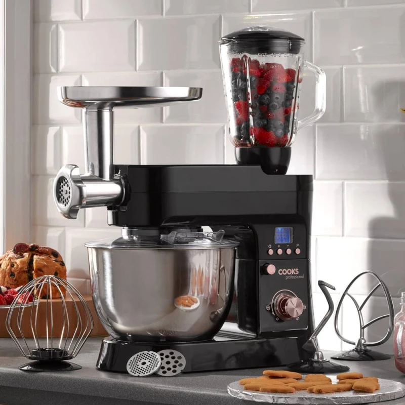 Image of Cooks Professional Multifunction Stand Mixer 1200W with Mincer, Blender, 6.2L Mixing Bowl in Rose Gold Rose Gold Unisex