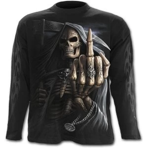 image of Bone Finger Mens Large Long Sleeve T-Shirt - Black