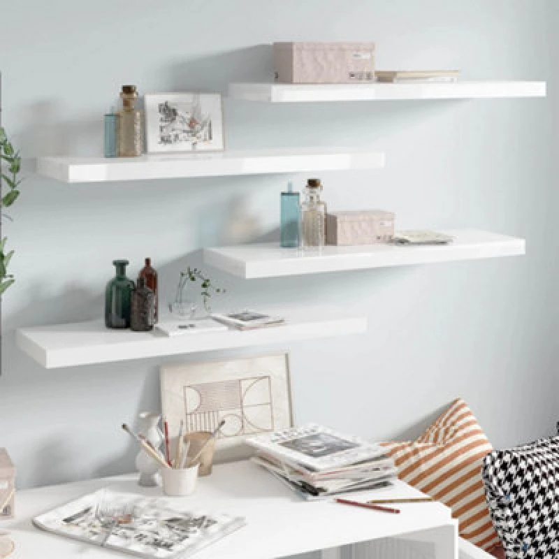 Image of VIDAXL Floating Wall Shelves 4 pcs High Gloss White 80x23.5x3.8cm mdf Vidaxl 8720286073841