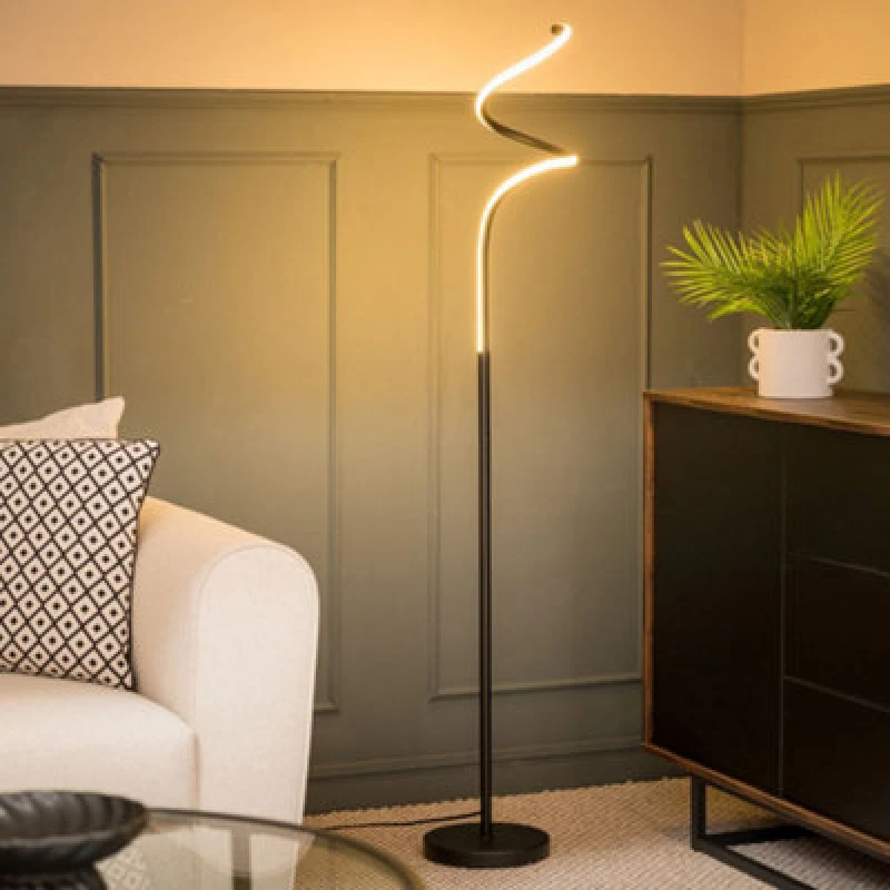 Image of ValueLights Infinity Double Twist Integrated LED Black Floor Lamp Black