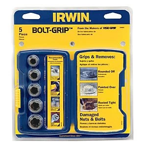 image of Irwin Bolt grip 5 Piece Socket Set 38" 716in 12" 916in 58in