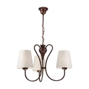Image of Fabrizio Multi Arm Pendant Ceiling Light With Fabric Shade, Brown, 3x E27