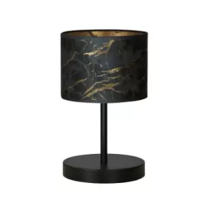 image of Broddi Black Table Lamp with Round Shade with Black Fabric Shades, 1x E27