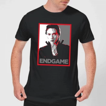 Image of Avengers Endgame Black Widow Poster Mens T-Shirt - Black - 3XL - Black