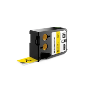 Image of XTL Dymo 1" 24mm All purpose Vinyl Black On Yellow