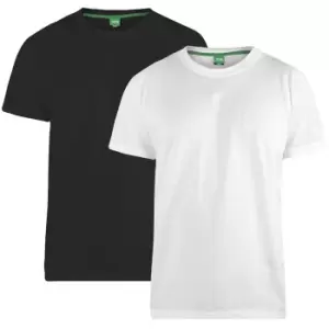 Image of Duke Mens Fenton Kingsize D555 Round Neck T-Shirts (Pack Of 2) (3XL) (Black/White)